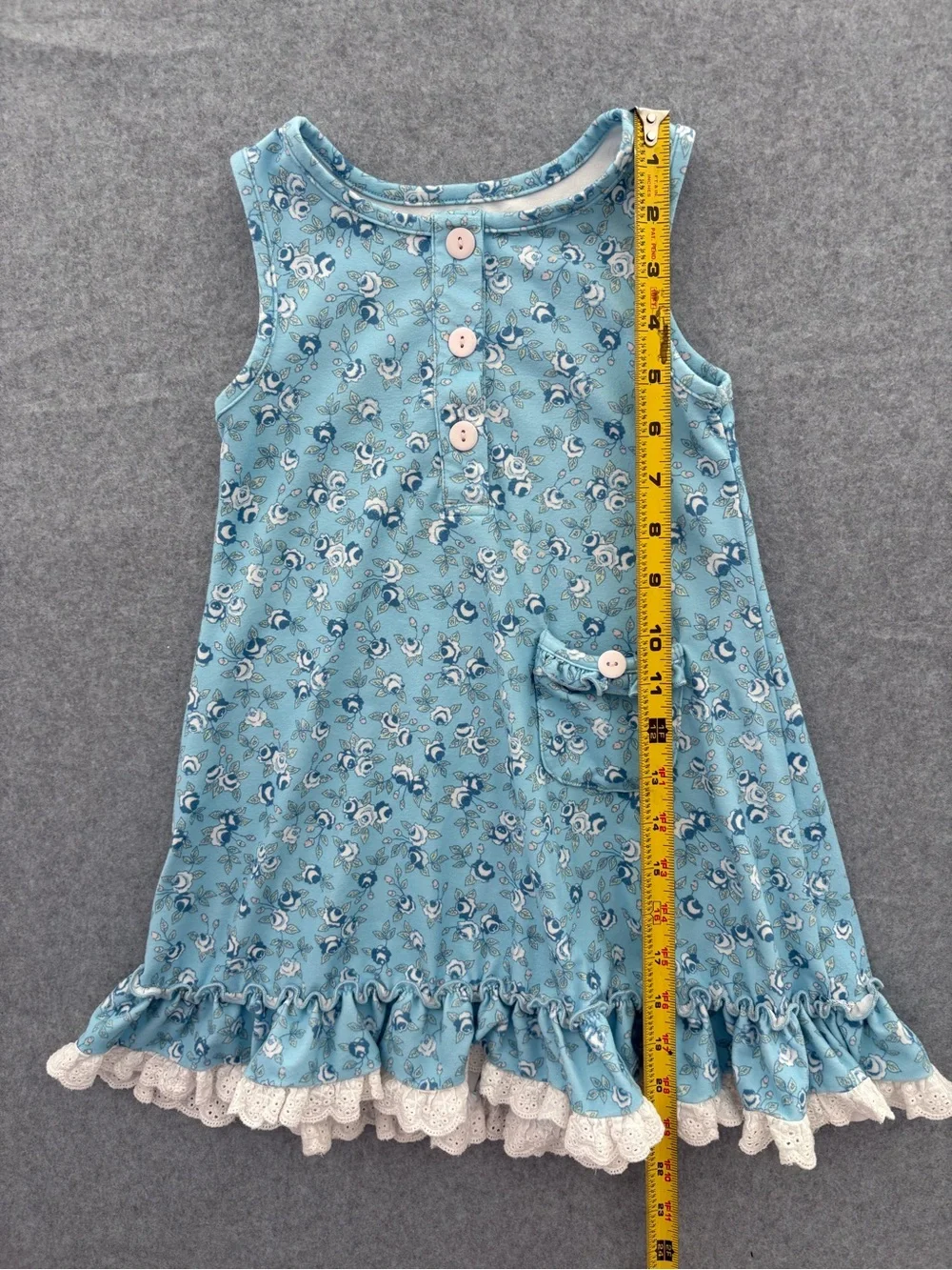 Sweet Honey Girls Blue Floral Ruffle Lace Pajamas Nightgown Size 4T